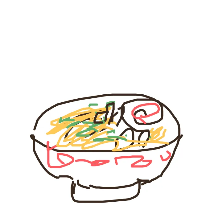 らくがきお題「ラーメン」を60秒で描いた手描きのイラスト