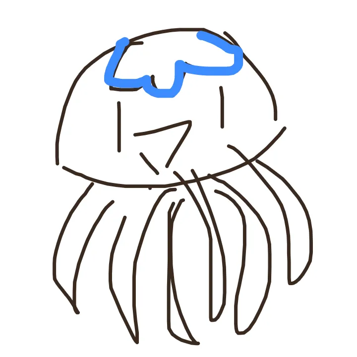 らくがきお題「クラゲ」を60秒で描いた手描きのイラスト