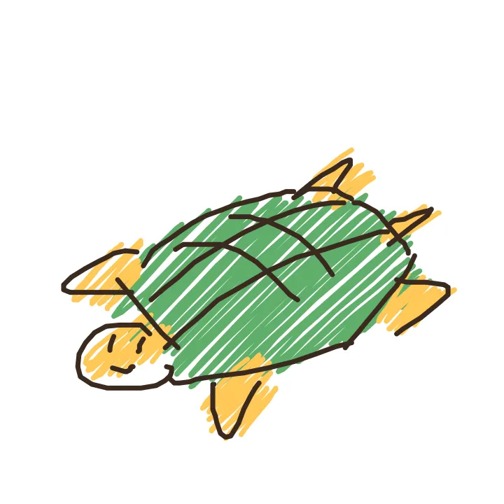 らくがきお題「カメ」を60秒で描いた手描きのイラスト