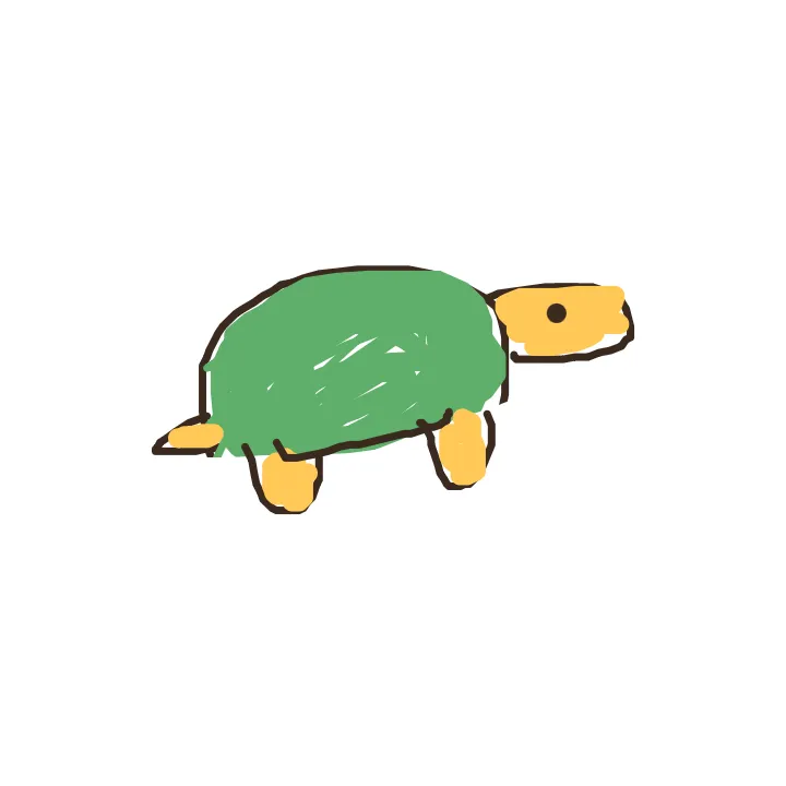 らくがきお題「カメ」を60秒で描いた手描きのイラスト